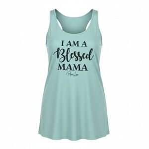 Piper Lou I Am A Blessed Mama Graphic Tank‎ Seafoam Green L.A.T Apparel L 14-16